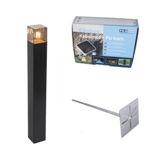 Standing Outdoor Lamp Black 70 cm IP44 with Smoke Glass - Denmark