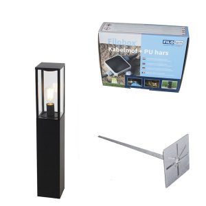 Standing Outdoor Lamp Black 80 cm with Ground Spike and Cable Connector - Charlois