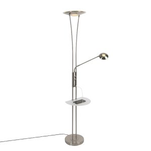Steel Floor Lamp with Reading Arm Incl. LED and USB Port - Sevilla