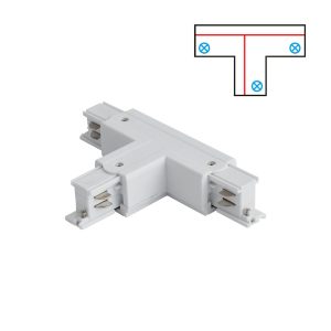 T-Connector for 3-Phase Rail Left T White