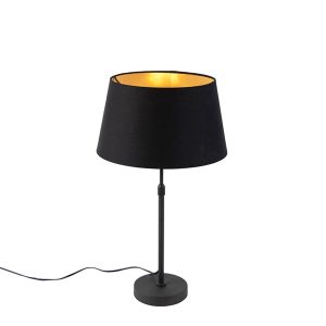 Table Lamp Black with Black and Gold Lampshade 35 cm - Parte