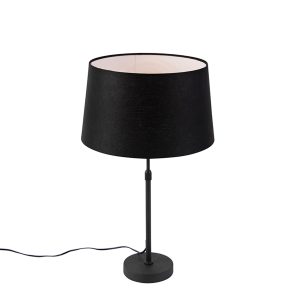 Table Lamp Black with Linen Lampshade Black 35 cm Adjustable - Parte