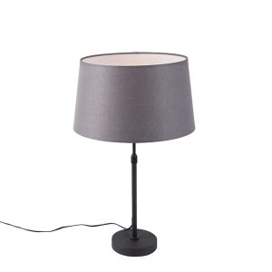 Table Lamp Black with Linen Lampshade Grey 35 cm Adjustable - Parte