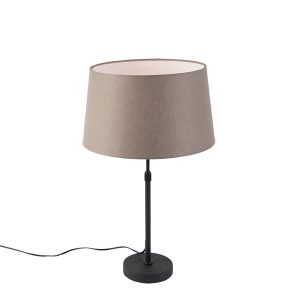 Table Lamp Black with Linen Lampshade Taupe 35 cm Adjustable - Parte