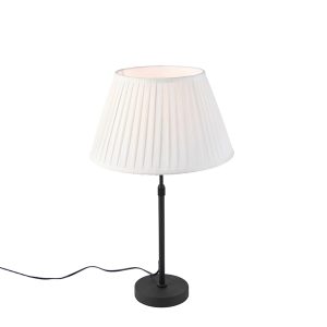 Table Lamp Black with Pleated Lampshade Cream 35 cm Adjustable - Parte