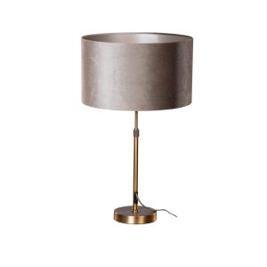 Table Lamp Bronze with Taupe Velvet Shade 35cm - Parte
