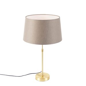Table Lamp Gold/Brass with Linen Lampshade Taupe 35 cm - Parte