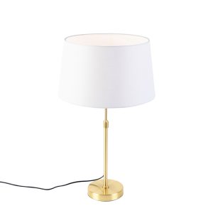 Table Lamp Gold/Brass with Linen Lampshade White 35 cm - Parte
