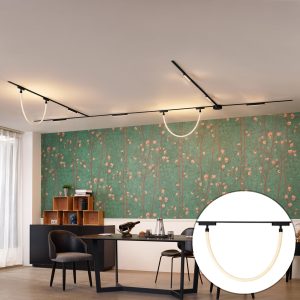 Track Lighting System with 6 Ceiling Lights and 2 Pendant Lights Black 1-Phase - Magnetic Marra Tautau