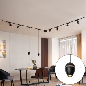 Track Lighting System with 6 Spotlights and 2 Pendant Lights Black 1-Phase - Magnetic Eggy