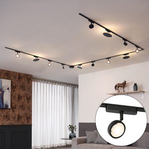Track Lighting System with 8 Spotlights and 4 Ceiling Lights Black 1-Phase - Magnetic Lance Puk