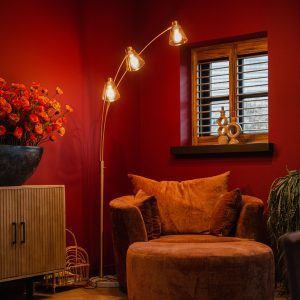 Tripod Floor Lamp Bronze with Marble and Amber Glass 3-Light - Nina