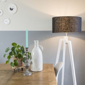 Tripod Floor Lamp White with 50 cm Black Lampshade - Puros