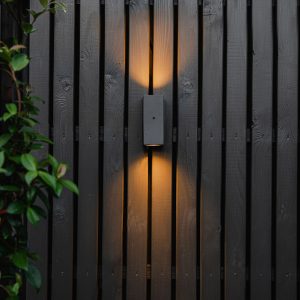 Wall Light Grey 2-Light IP44 with Dusk Sensor - Baleno